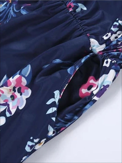 Mommy & Me Matching Mother Daughter Navy Floral Jumpsuit - Mommy & Me Jumpsuit