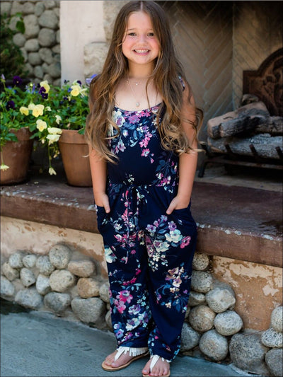 Mommy & Me Matching Mother Daughter Navy Floral Jumpsuit - Mommy & Me Jumpsuit