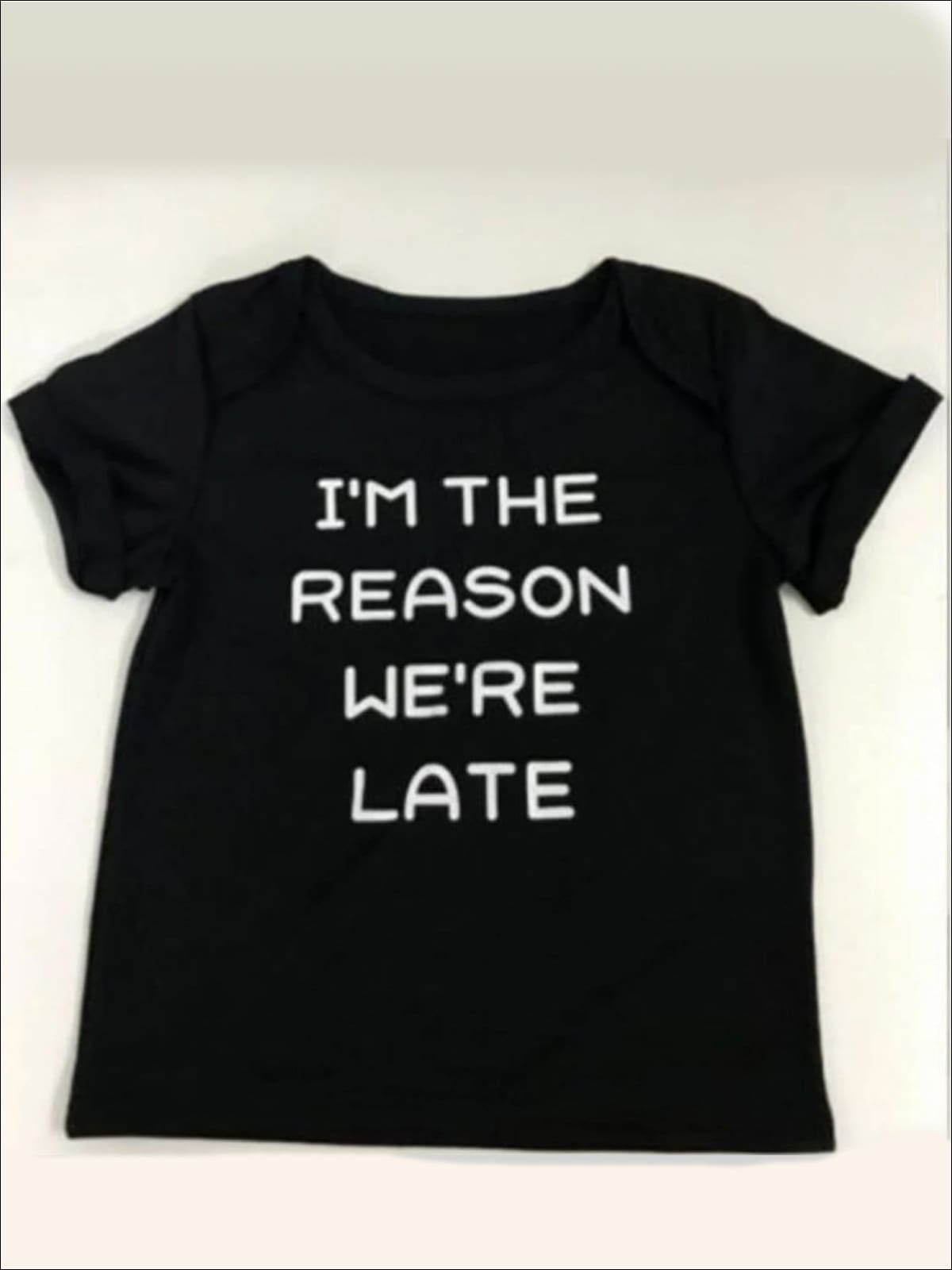 Mommy & Me Matching Sorry Im Late and Im The Reason Were Late Tops - Black / Kid S - Mommy & Me Top