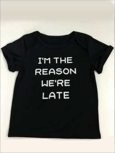 Mommy & Me Matching Sorry Im Late and Im The Reason Were Late Tops - Black / Kid S - Mommy & Me Top