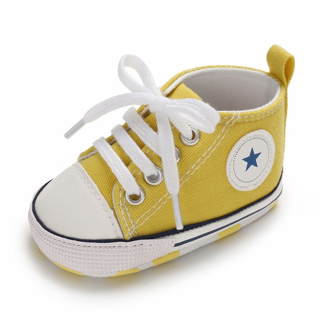 Baby First Steppers Canvas Sneaker Flats by Liv and Mia Yellow