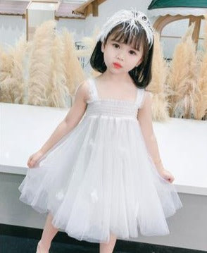 Toddler girls sleeveless smocked top tulle butterfly wings dress with gathered/applique details - Mia Belle Girls
