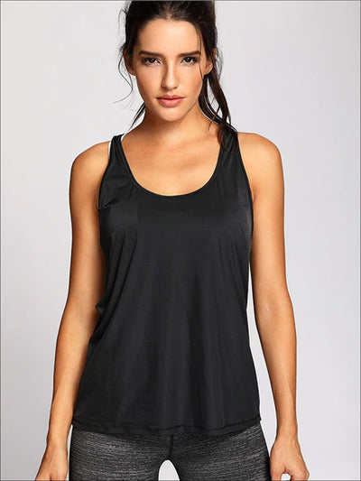 Womens Active Mesh Back Tank Top - XS / Black - Womens Activewear