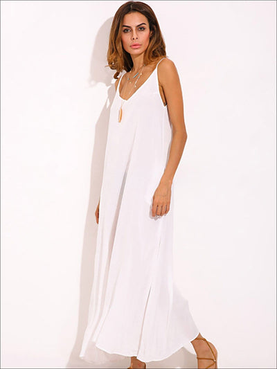 Womens Boho Loose Maxi Dress With Side Pockets - Womens Dresses