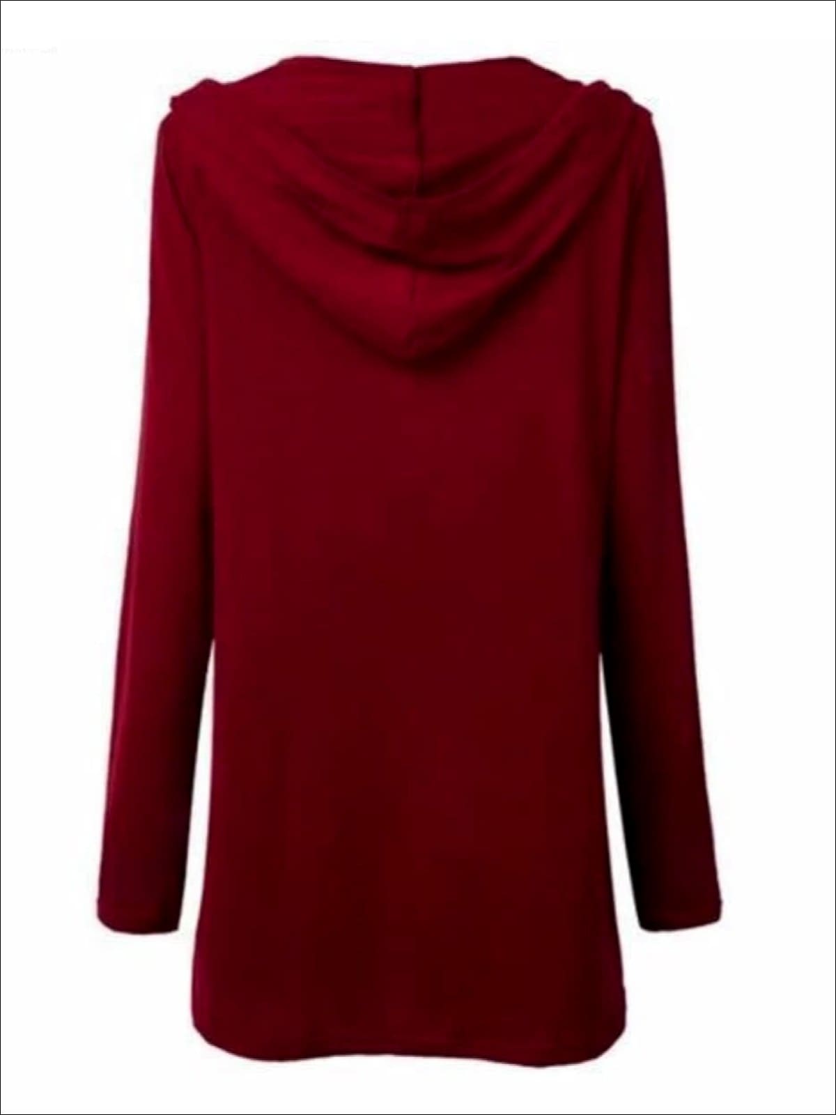Womens Burgundy Long Sleeve Criss Cross Deep V Tunic - Womens Tops