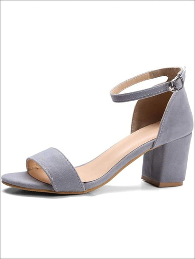Womens Casual Block Heel Ankle Strap Sandals - Gray / 4.5 - Womens Sandals