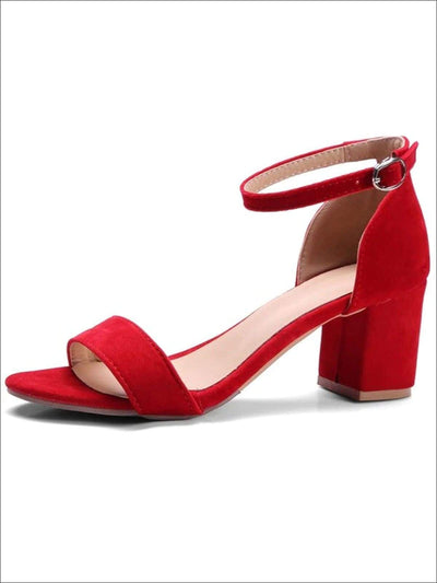 Womens Casual Block Heel Ankle Strap Sandals - Red / 4.5 - Womens Sandals