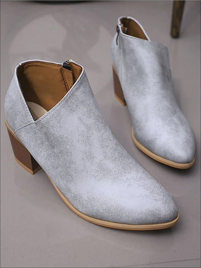 Womens Casual Block Mid Heels Retro Ankle Boots - Womens Boots