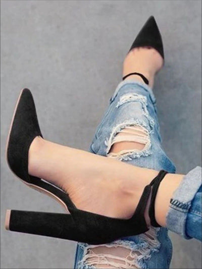 Womens Casual Pointed Toe Ankle Strap Heels (5 Color options) - Womens Shoes