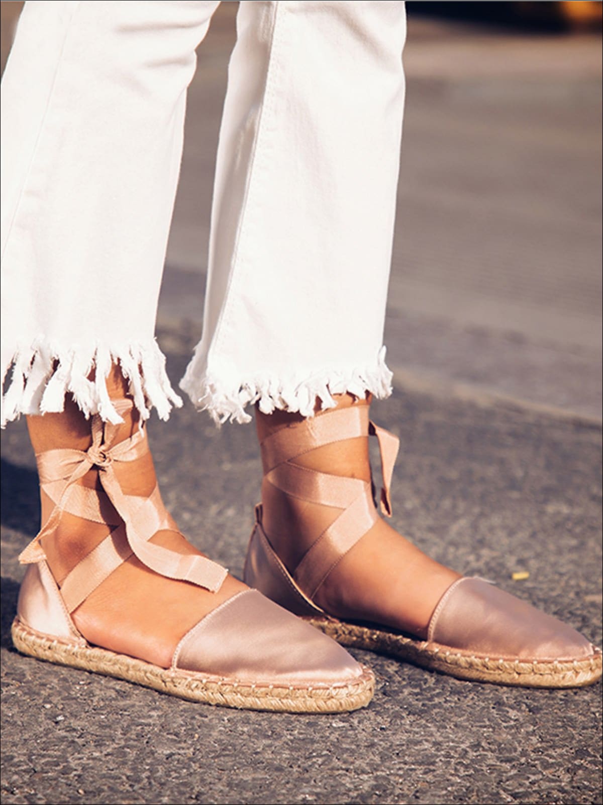 Womens Casual Silk Rome Cross-Strap Espadrilles - Womens Shoes