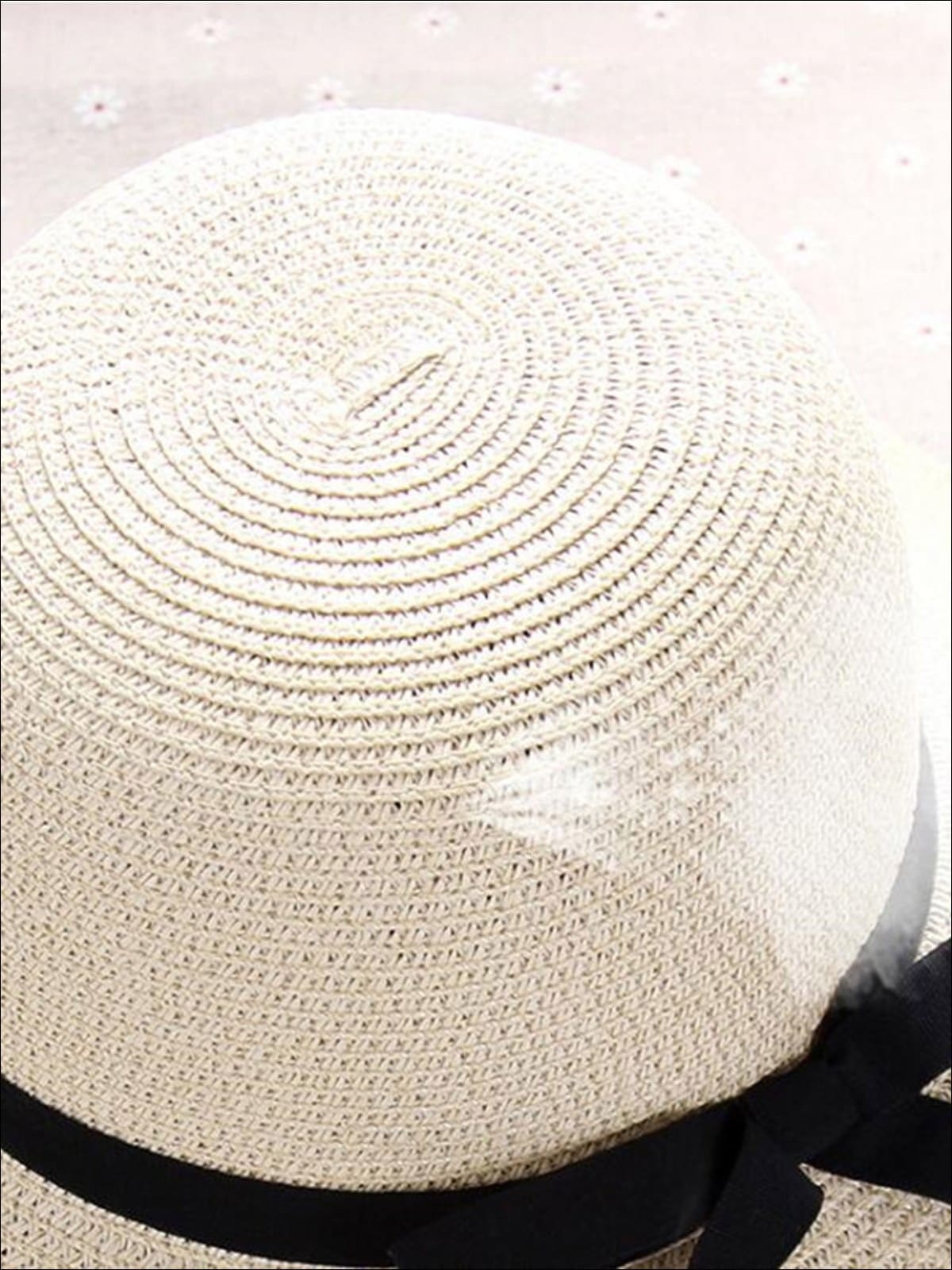 Womens Casual Straw Hat With Black Ribbon - Womens Accessories