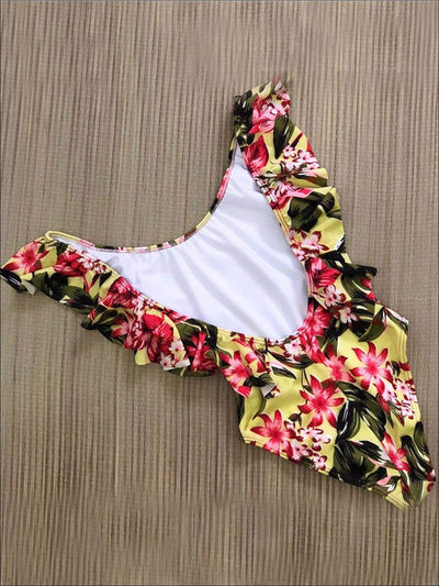 Womens Classic Backless Ruffled Sexy Monokini - Yellow / S - Womens Swimsuit