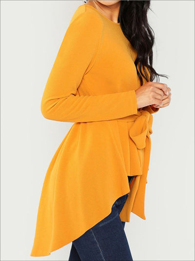 Cute Women's Tops | Chic Hi-Lo Belted Ruffle Blouse | Mia Belle Girls