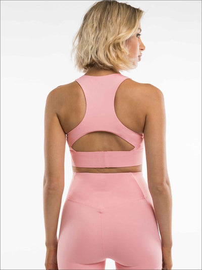 Womens Cut-Out Back Detail Sports Bra & High-Rise Leggings Set - Womens Activewear