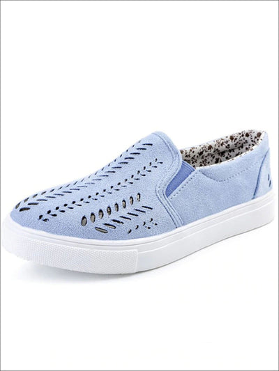 Womens Cut Out Canvas Shoes - Blue / 4 - Womens Shoes