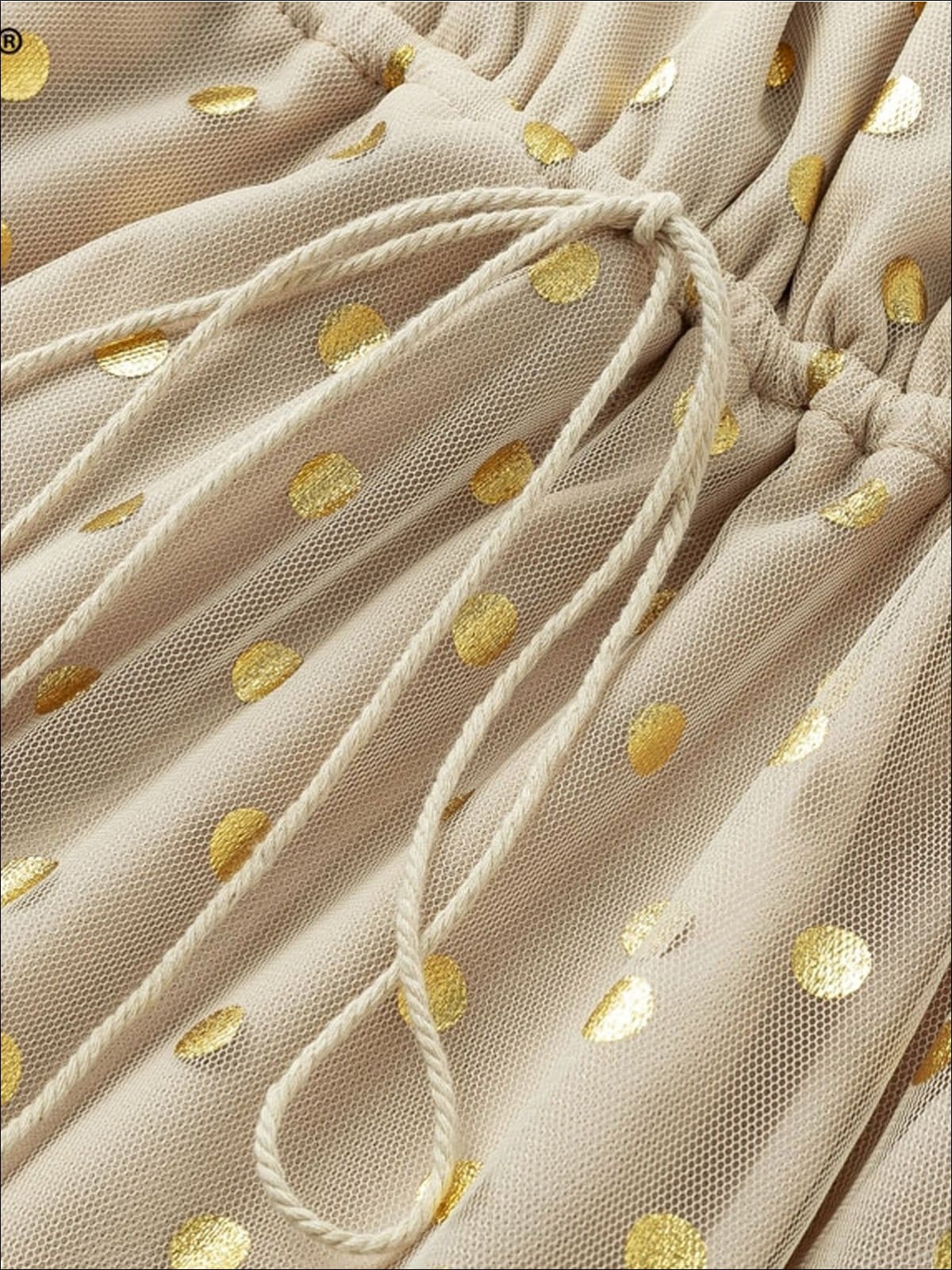 Womens Dotted Flare Sleeve Drawstring Mesh Wrap Dress - Womens Dresses