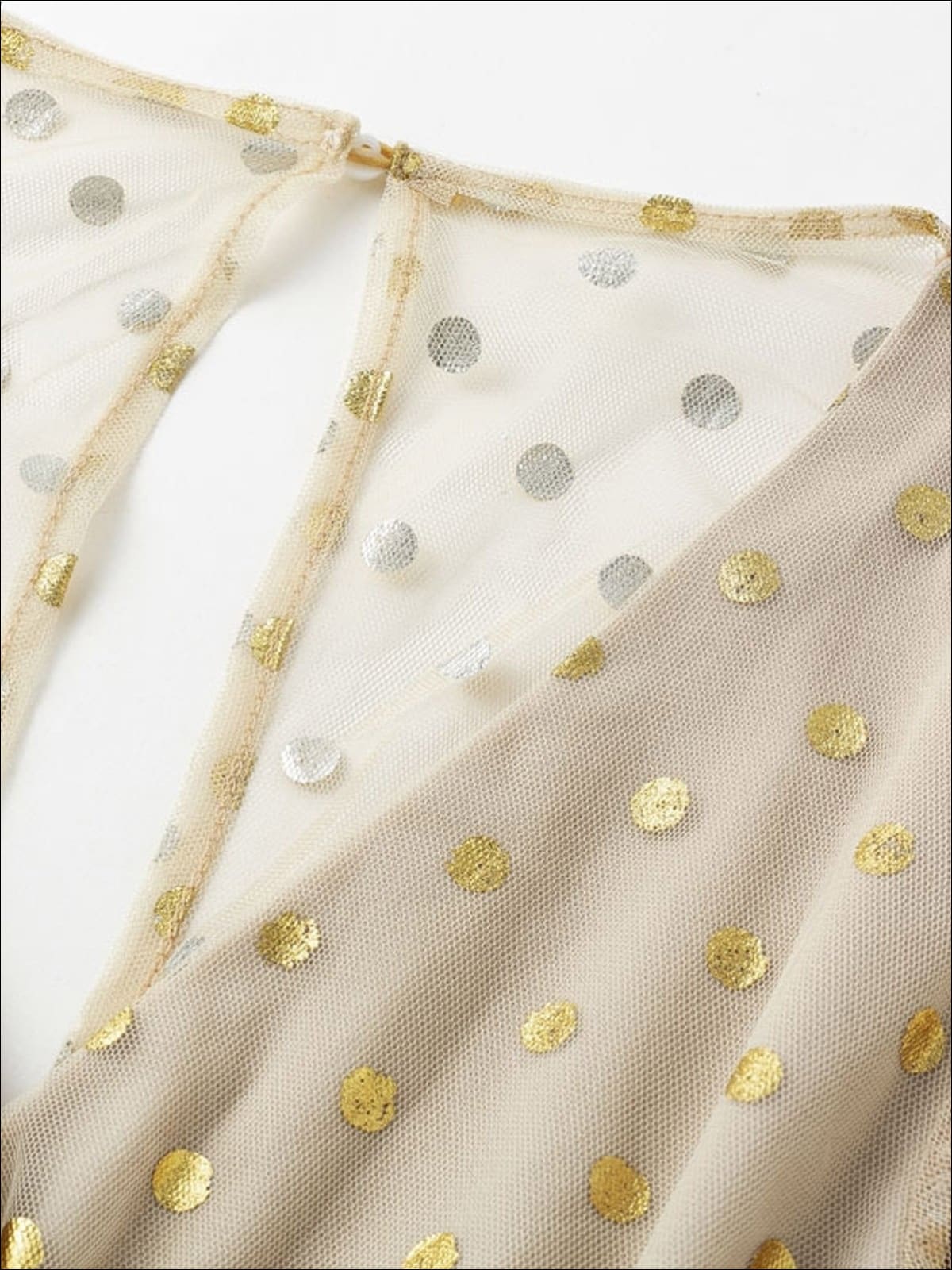 Womens Dotted Flare Sleeve Drawstring Mesh Wrap Dress - Womens Dresses