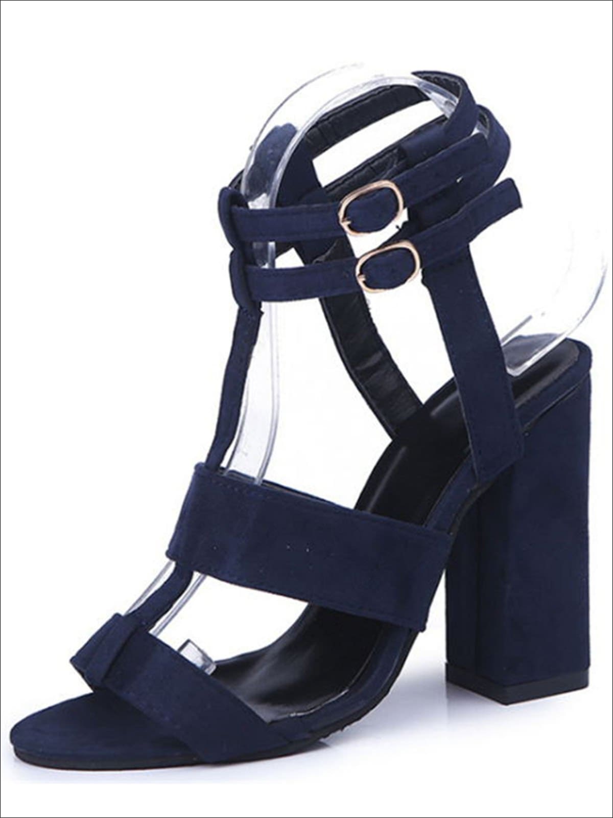 Womens Double Strap High Heel Sandals - Blue / 5 - Womens Sandals