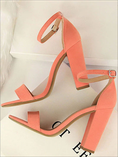Womens Elegant High Heel Ankle Strap Sandals - Pink / 4.5 - Womens Sandals