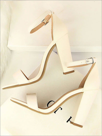 Womens Elegant High Heel Ankle Strap Sandals - White / 4.5 - Womens Sandals