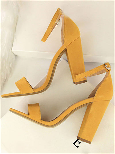 Womens Elegant High Heel Ankle Strap Sandals - Yellow / 4.5 - Womens Sandals