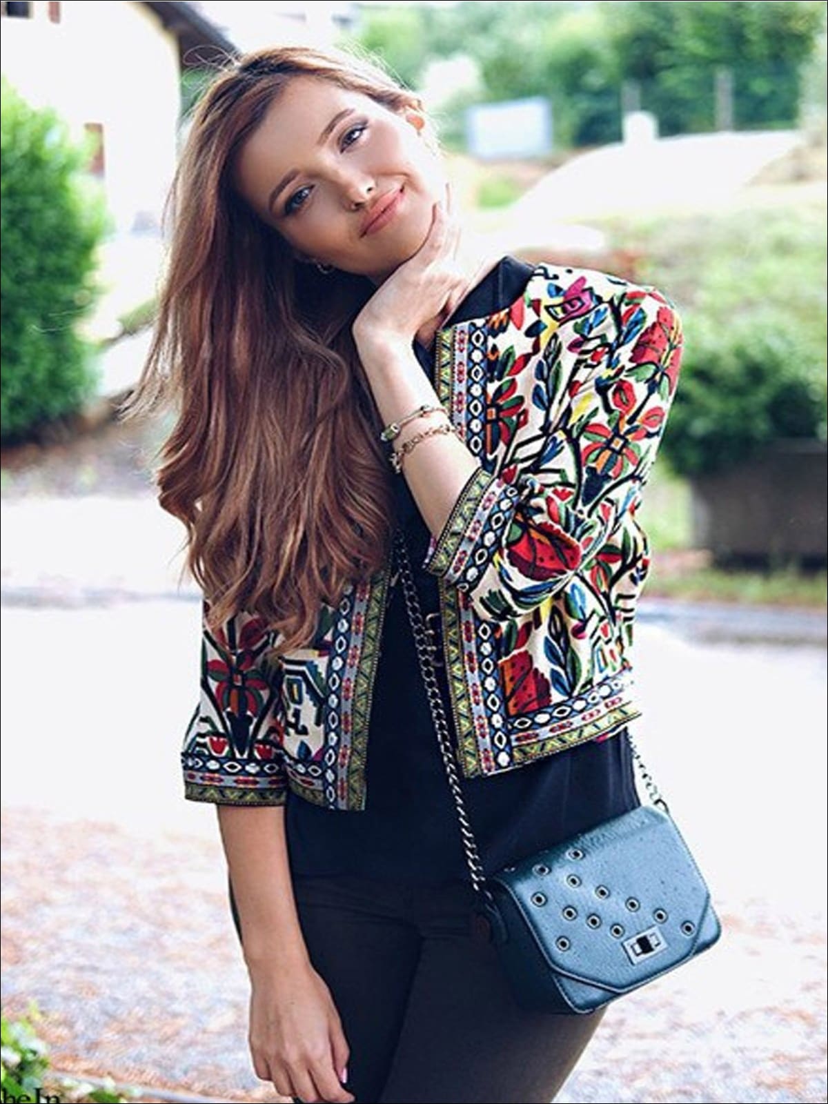 Womens Embroidered Tribal Print Jacket - Womens Fall Outerwear