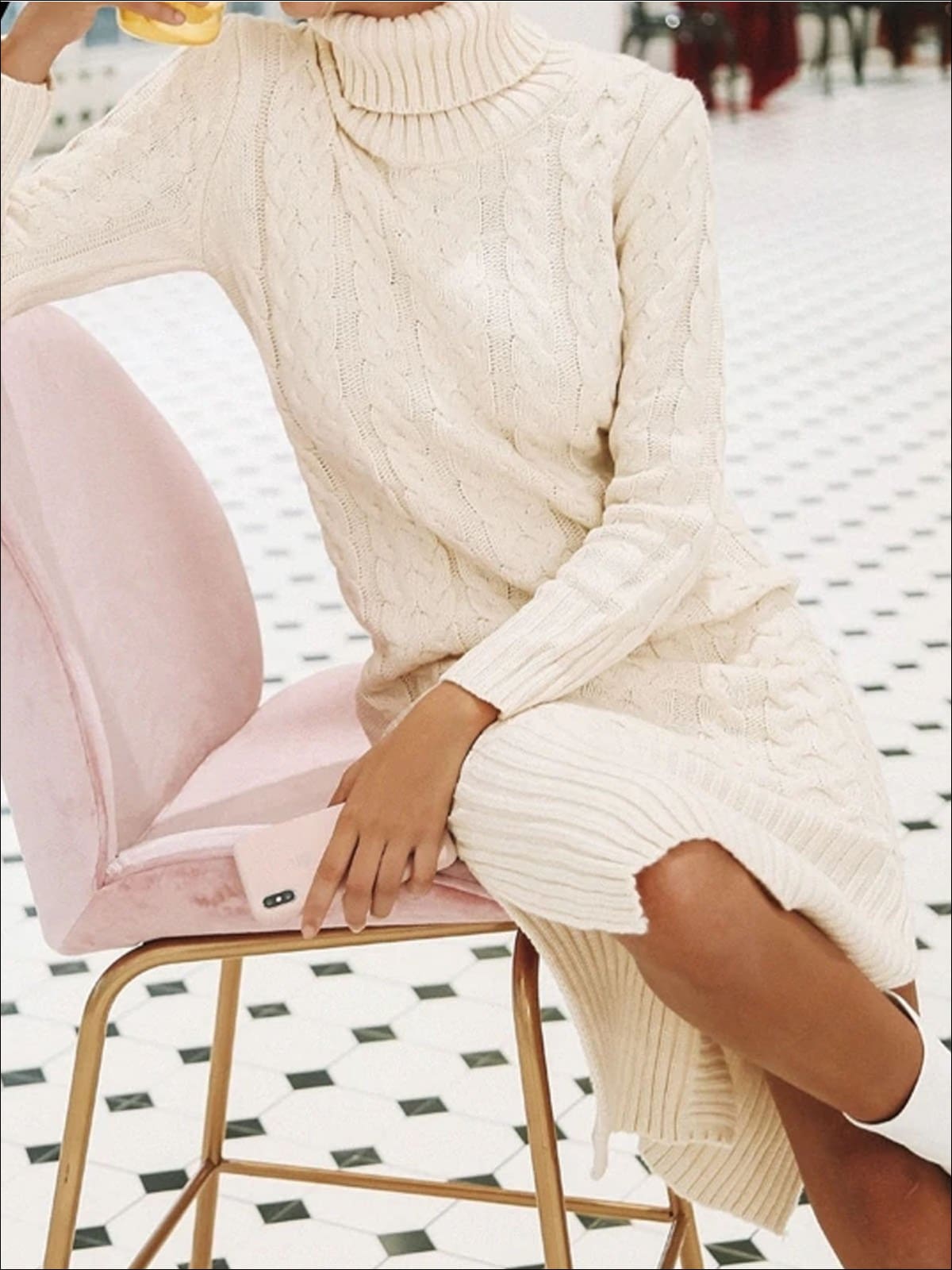 Womens Fall Cable Knit Turtleneck Sweater Dress - Womens Fall Dresses