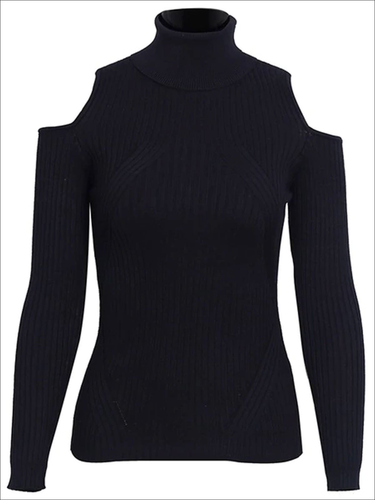 Womens Fall Cozy Knitted Cold Shoulder Sweater - Black / S/M - Womens Fall Sweaters