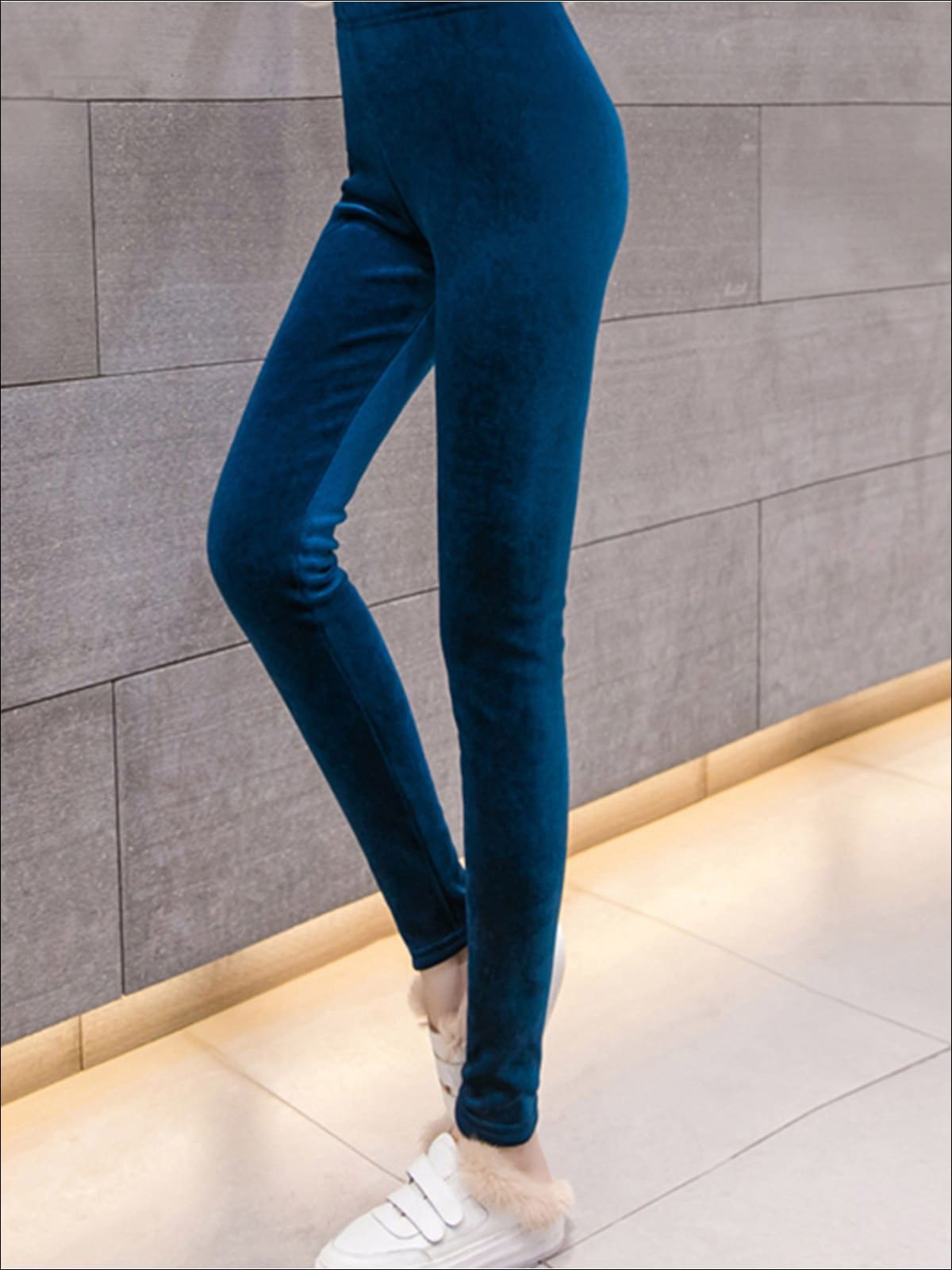 Womens Fall High Waist Velvet Casual Leggings - Womens Bottoms
