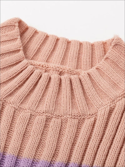 Womens Fall Knit Colorful Striped Sweater - Womens Fall Sweaters