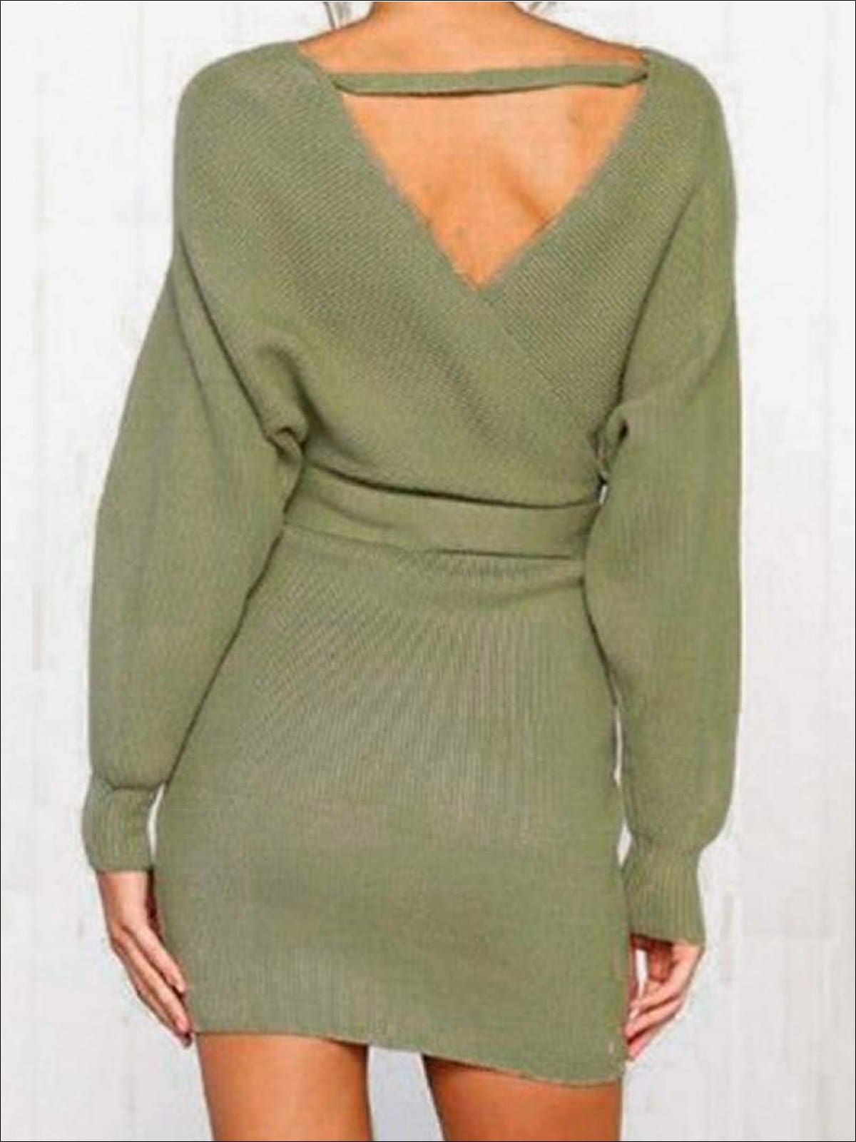 Womens Fall Knit Fashion Wrap Sweater Dress - Womens Fall Dresses