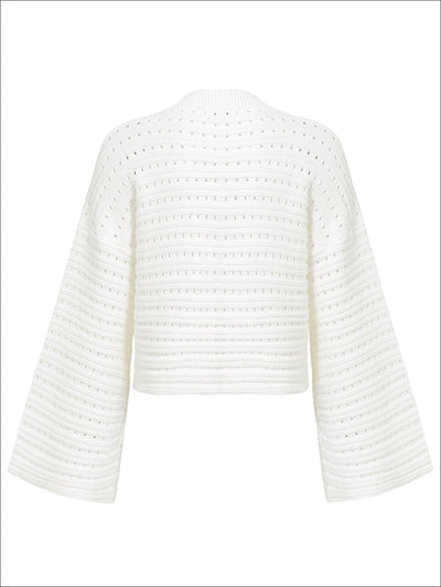 Womens Fall Knit Trumpet Sleeve Sweater - Womens Fall Sweaters