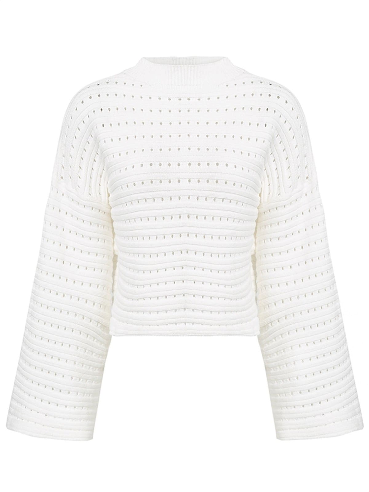 Womens Fall Knit Trumpet Sleeve Sweater - Womens Fall Sweaters