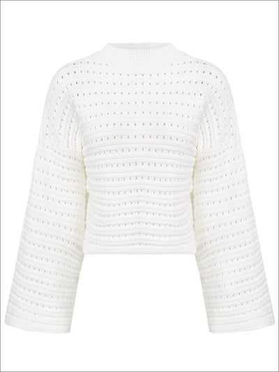 Womens Fall Knit Trumpet Sleeve Sweater - Womens Fall Sweaters