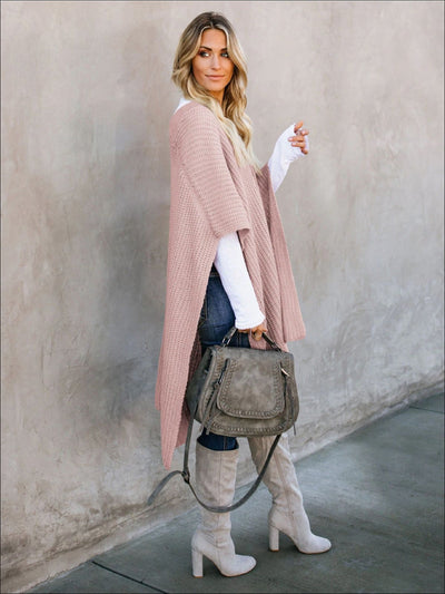 Womens Fall Knitted Pullover Poncho - Womens Fall Outerwear