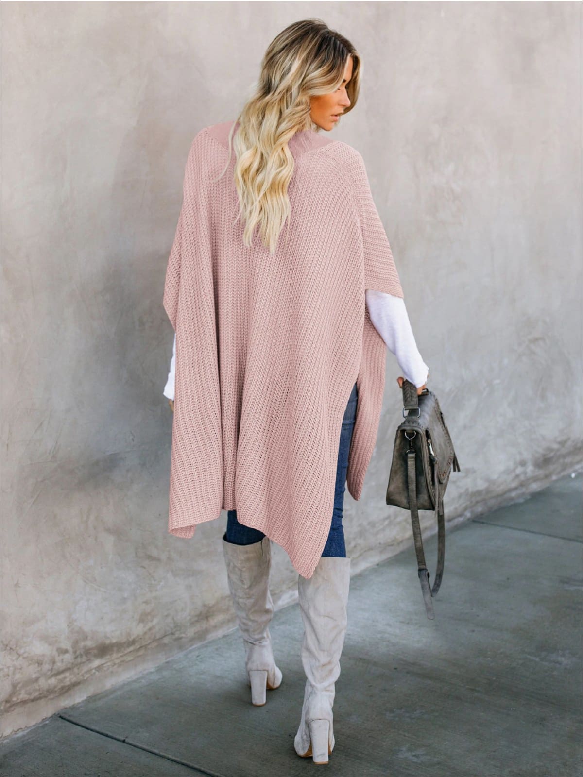 Womens Fall Knitted Pullover Poncho - Womens Fall Outerwear