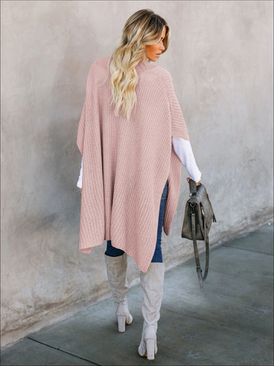 Womens Fall Knitted Pullover Poncho - Womens Fall Outerwear