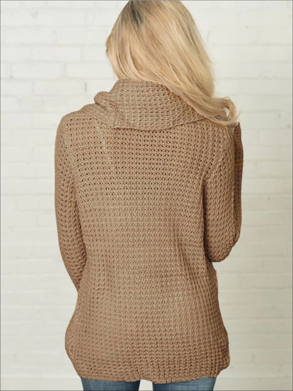 Womens Fall Knitted Turtleneck Sweater Poncho - Womens Sweater