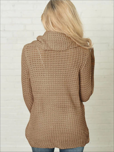 Womens Fall Knitted Turtleneck Sweater Poncho - Womens Sweater