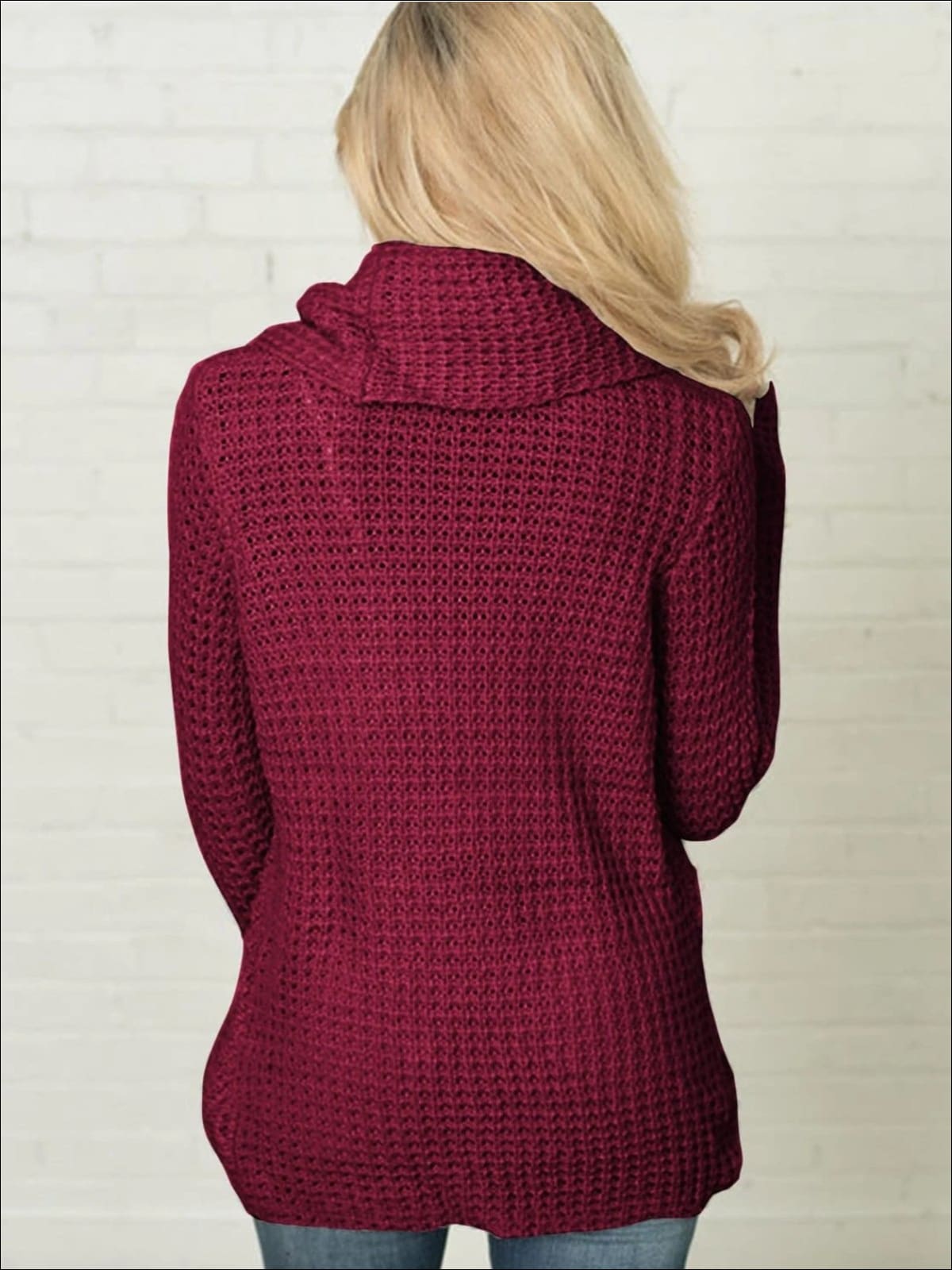 Womens Fall Knitted Turtleneck Sweater Poncho - Womens Sweater