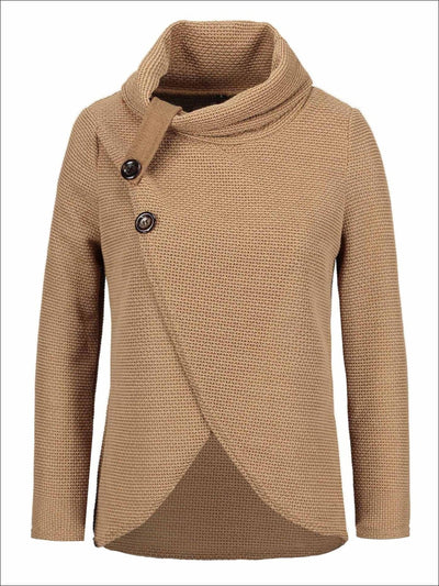 Womens Fall Knitted Turtleneck Sweater Poncho - Brown / S - Womens Fall Sweaters