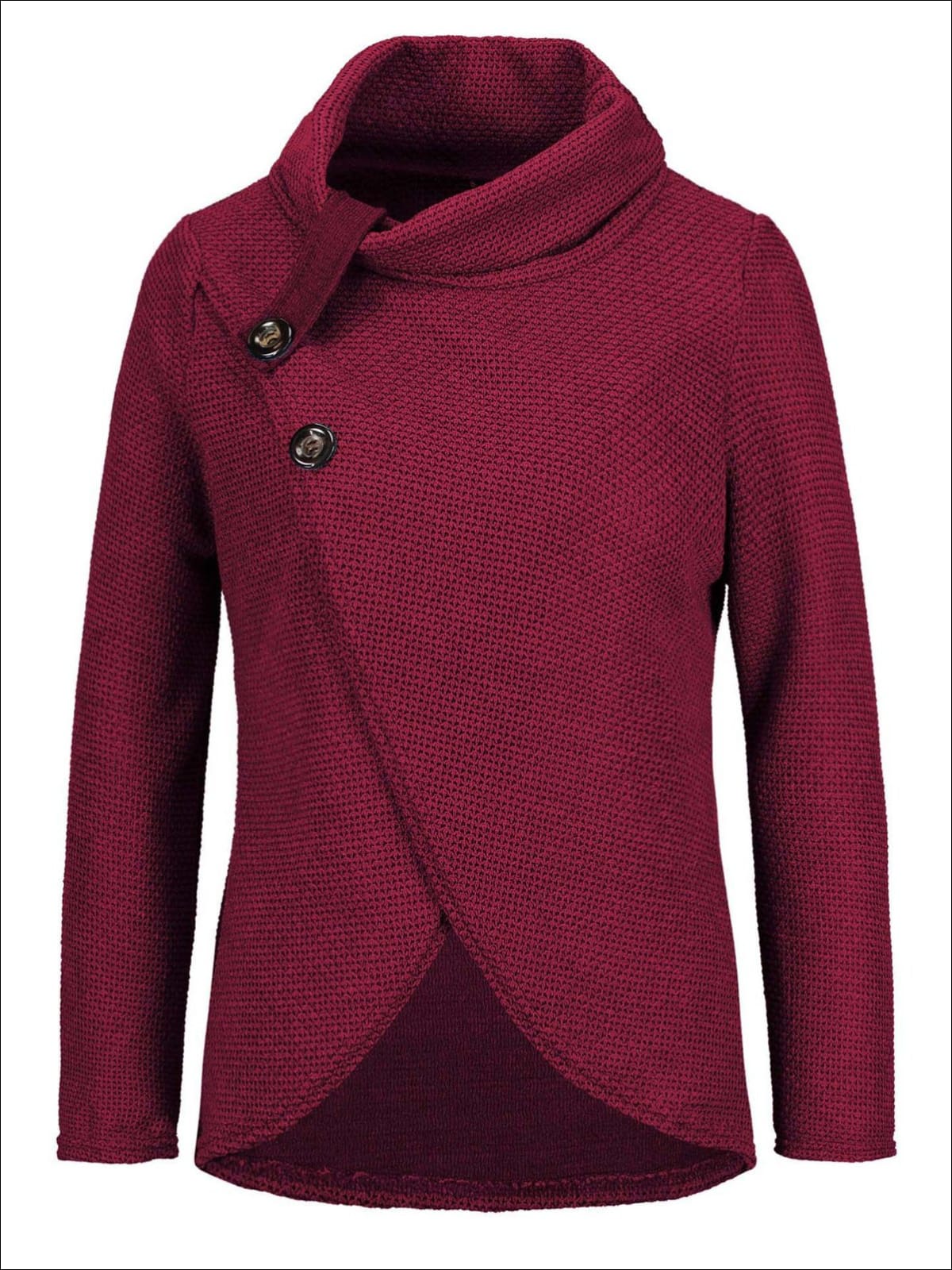 Womens Fall Knitted Turtleneck Sweater Poncho - Burgundy / S - Womens Fall Sweaters