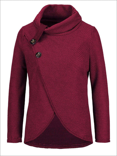 Womens Fall Knitted Turtleneck Sweater Poncho - Burgundy / S - Womens Fall Sweaters