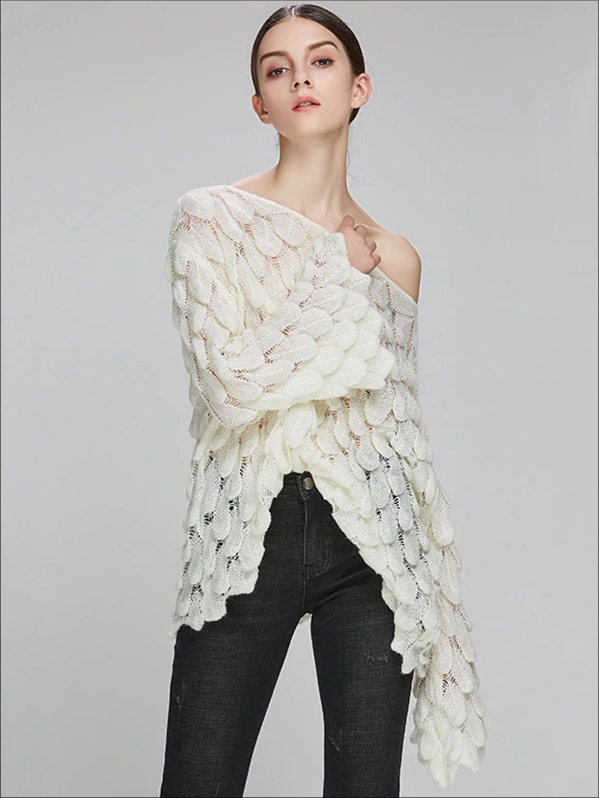 Womens Fall Macrame Over-Sized Pullover Sweater - Womens Fall Sweaters