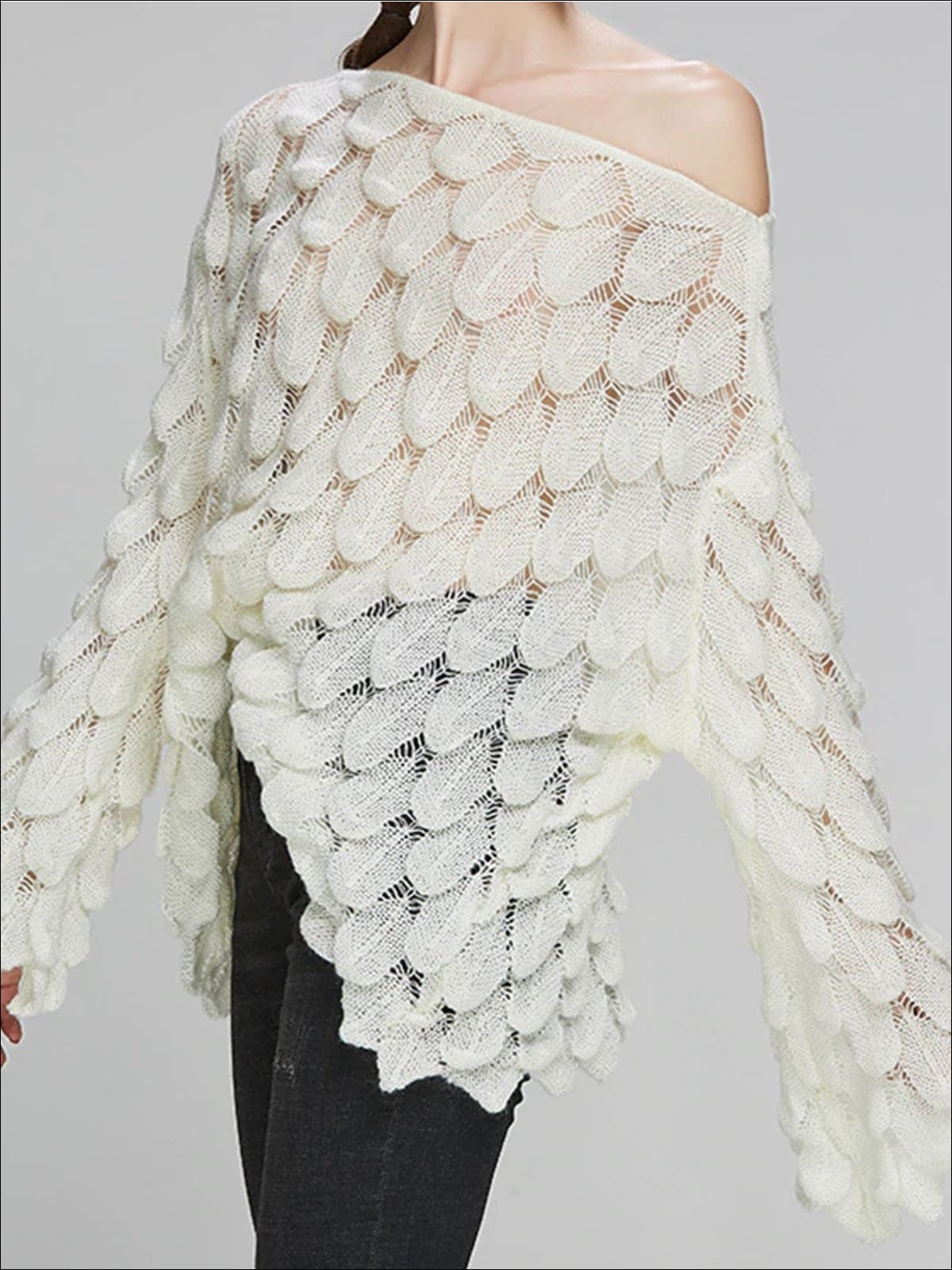 Womens Fall Macrame Over-Sized Pullover Sweater - Womens Fall Sweaters