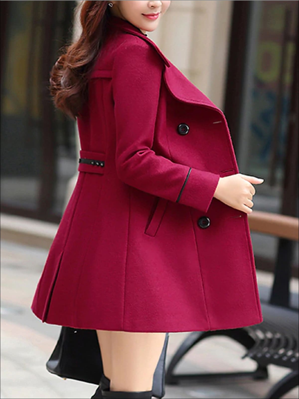 Womens Fall Slim Fit Cashmere Pea Coat - Womens Fall Outerwear