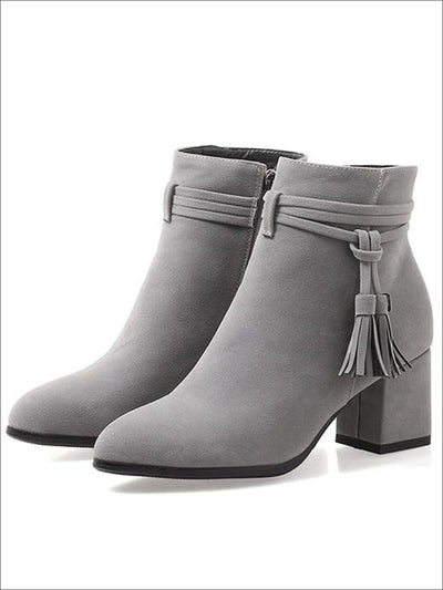 Womens Fall Square Heel Tassel Boots - Womens Boots