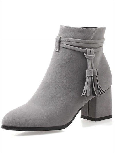 Womens Fall Square Heel Tassel Boots - Womens Boots