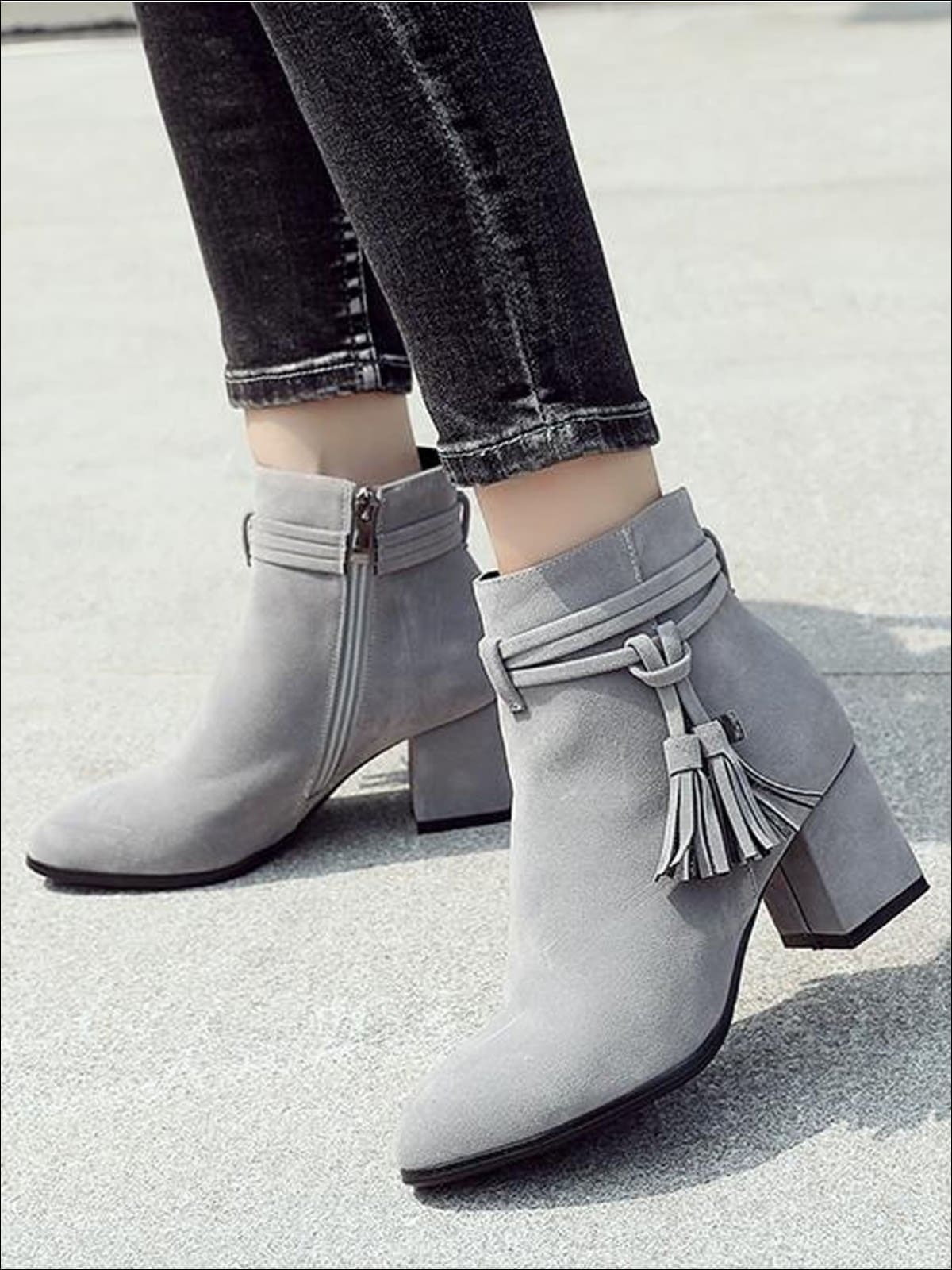 Womens Fall Square Heel Tassel Boots - Womens Boots