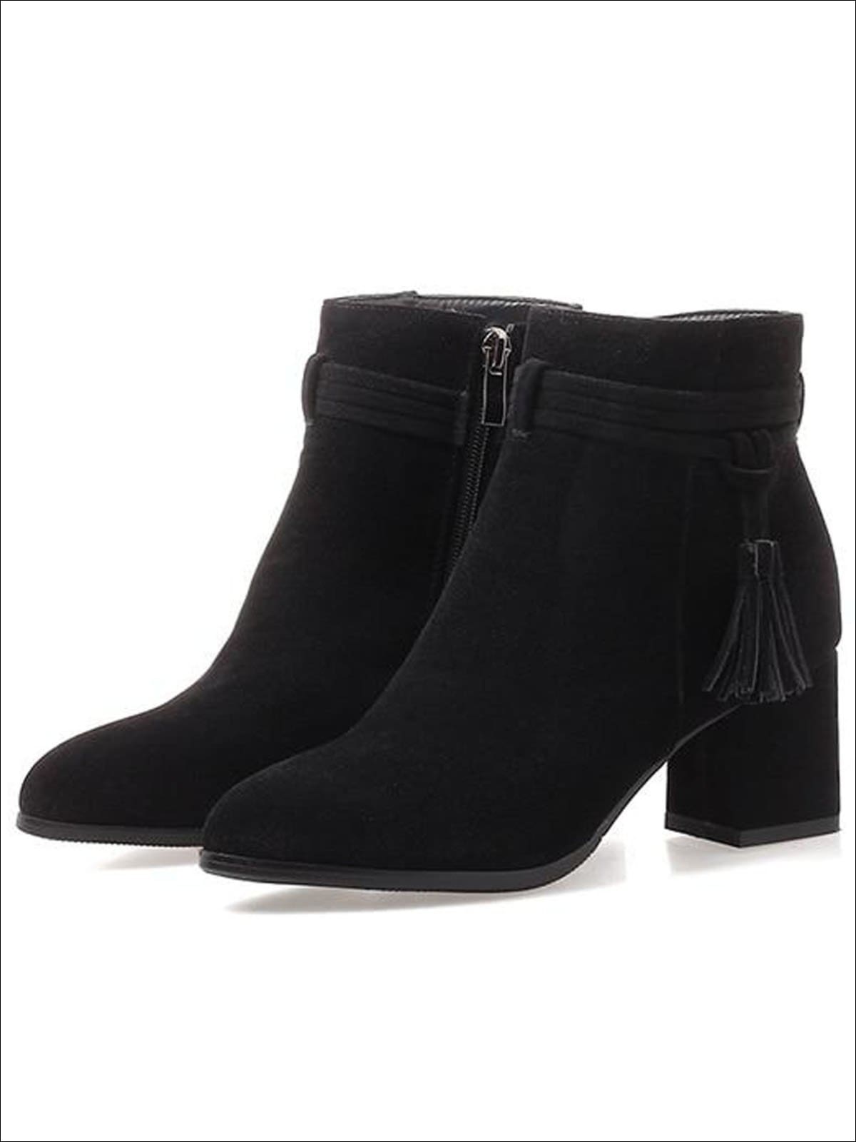 Womens Fall Square Heel Tassel Boots - Womens Boots